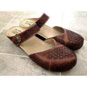 Spring Step L'Artiste Acrobatic Brown Leather Clogs 42 US 11 Mary Janes NEW